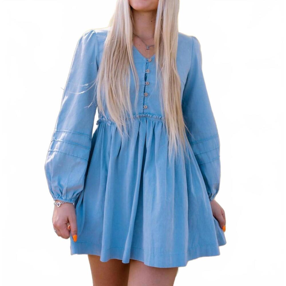 NEW IN FEBRUARY farrah denim mini dress in vintage blue